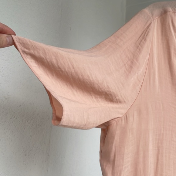 a.n.a babydoll blouse tunic peach colored with ruffled hemline, tucked neckline - Picture 5 of 7